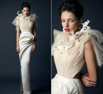 Krikor Jabotian F/W 2014┃结合现代3D立体打印和古典蕾丝刺绣，前卫又奢华，霸气璀璨又不失仙女般唯美优雅，美不胜收！