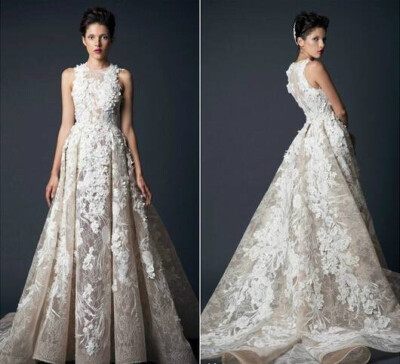 Krikor Jabotian F/W 2014┃结合现代3D立体打印和古典蕾丝刺绣，前卫又奢华，霸气璀璨又不失仙女般唯美优雅，美不胜收！