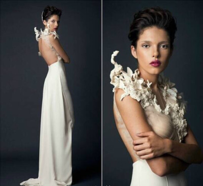 Krikor Jabotian F/W 2014┃结合现代3D立体打印和古典蕾丝刺绣，前卫又奢华，霸气璀璨又不失仙女般唯美优雅，美不胜收！