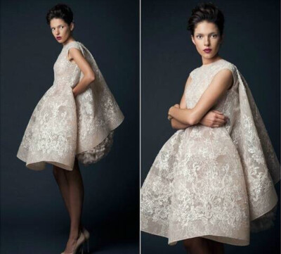 Krikor Jabotian F/W 2014┃结合现代3D立体打印和古典蕾丝刺绣，前卫又奢华，霸气璀璨又不失仙女般唯美优雅，美不胜收！