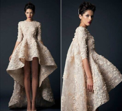 Krikor Jabotian F/W 2014┃结合现代3D立体打印和古典蕾丝刺绣，前卫又奢华，霸气璀璨又不失仙女般唯美优雅，美不胜收！