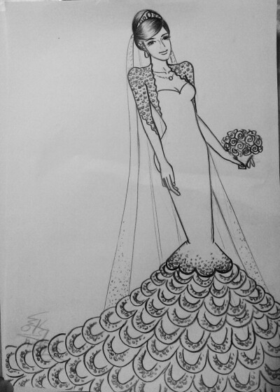 方的最新手绘婚纱