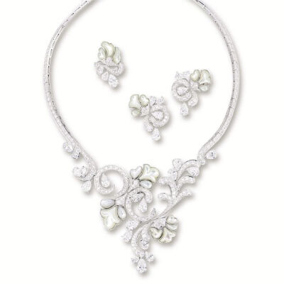 DIAMOND AND MOTHER-OF-PEARL 'ROMANTIC FLOWERS' DEMI-PARURE, VAN CLEEF &amp;amp; ARPELS