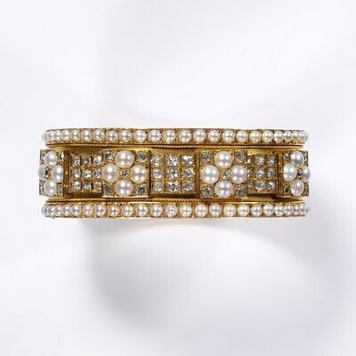 Bracelet Gold, Diamonds, Pearls, 1880