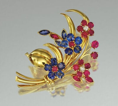 RUBY AND SAPPHIRE BROOCH, 'HAWAÏ', VAN CLEEF &amp;amp; ARPELS,