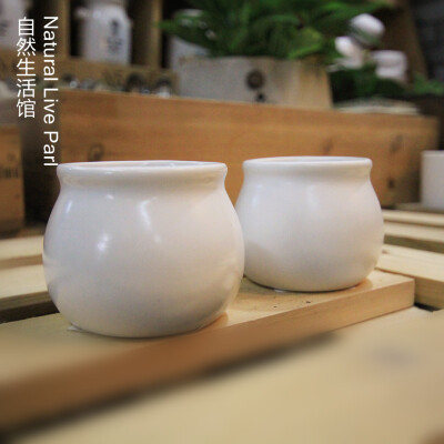 缸形/方形 白陶贴标小花盆 zakka 日式良品 盛具 或装饰花盆 底部无孔，可做多肉植物、水培植物栽培器 尺寸：缸形直径5.5 高4.5CM 方形直径4.9*4.9 高4.5CM