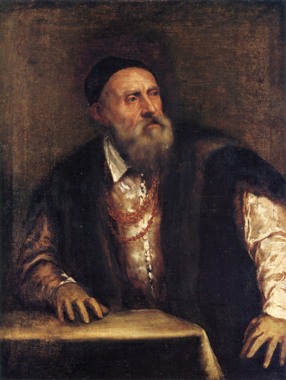 (大图)Titian//Self-portrait (c. 1560–62), 96 cm × 72 cm. Gemäldegalerie, Berlin.