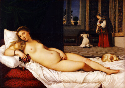 (大图)The Venus of Urbino// Titian// Year 1538 //Oil on canvas// Location Uffizi, Florence