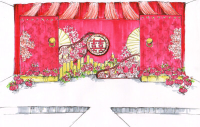 Theone无限创一婚礼布置：婚礼布置手绘图。为你度身定制独一无二的婚礼，微信公众号：无限创一手工定制婚礼。欢迎订阅咨询预览！