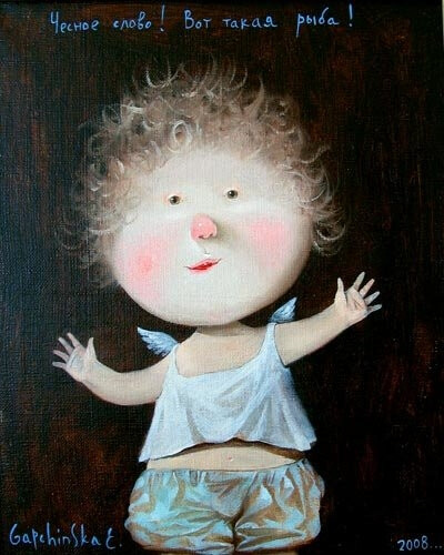 来自乌克兰插画家。Eugene Gapchinska的一组手绘儿童插画，她创作了许许多多粉红色皮肤的可爱小孩，一同分享给大家。