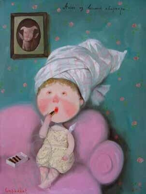 来自乌克兰插画家。Eugene Gapchinska的一组手绘儿童插画，她创作了许许多多粉红色皮肤的可爱小孩，一同分享给大家。