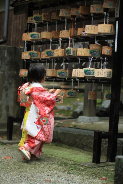 七五三 11月15日是三岁和五岁男孩、五岁和七岁的女孩参拜神社的日子。