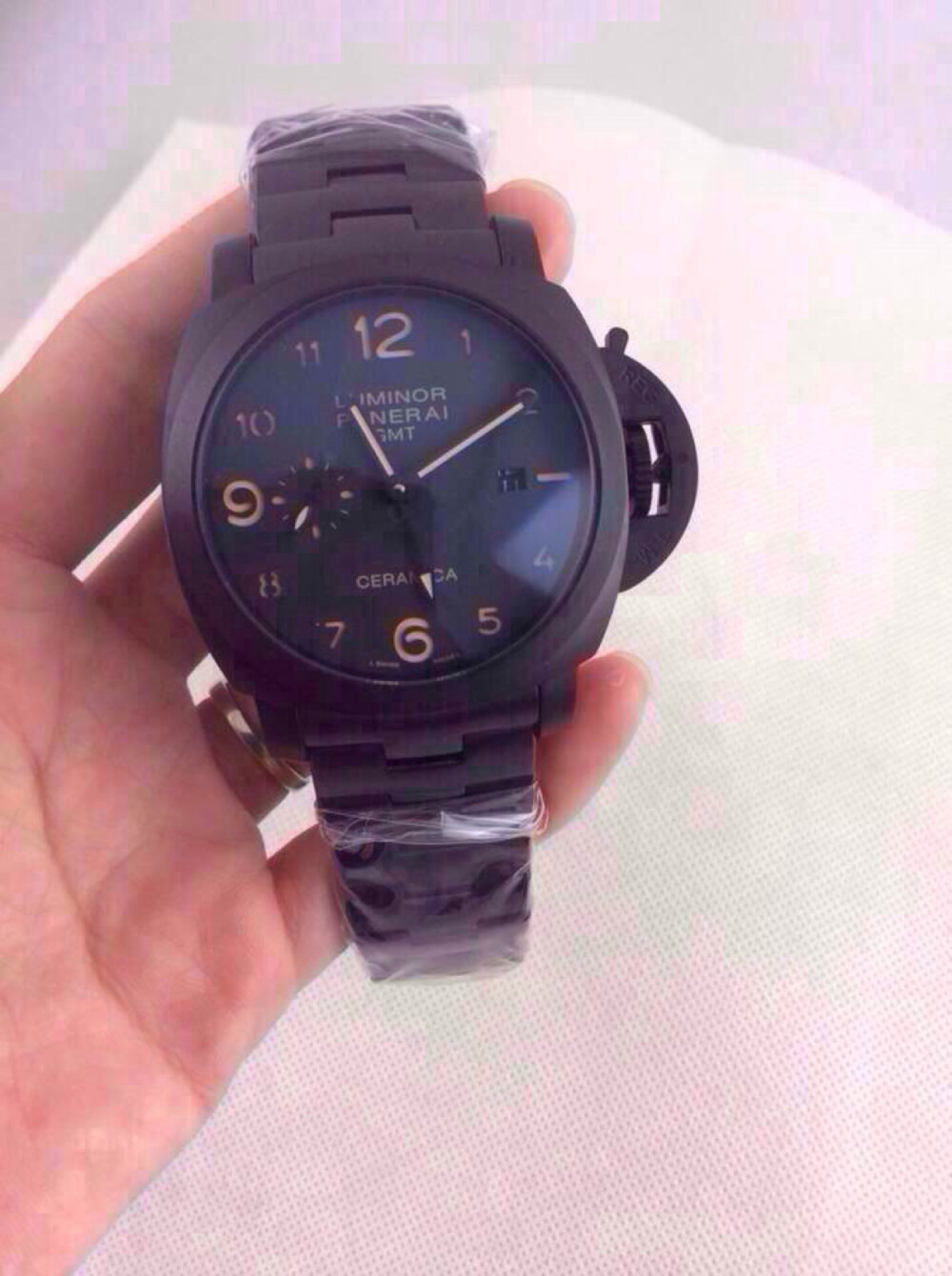 ，沛纳海Panerai PAM00438历史经典款自动机械背透GMT钢带超大手表男表 