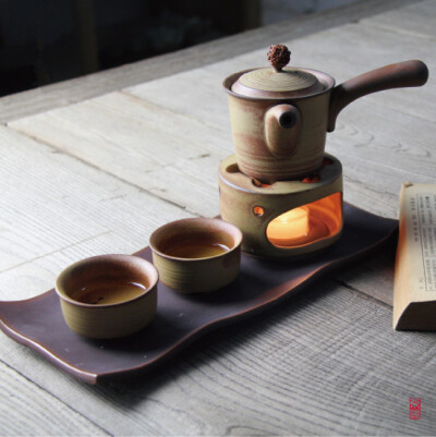 不器家 日式粗陶煮茶炉温茶器套装.拥炉煮茶