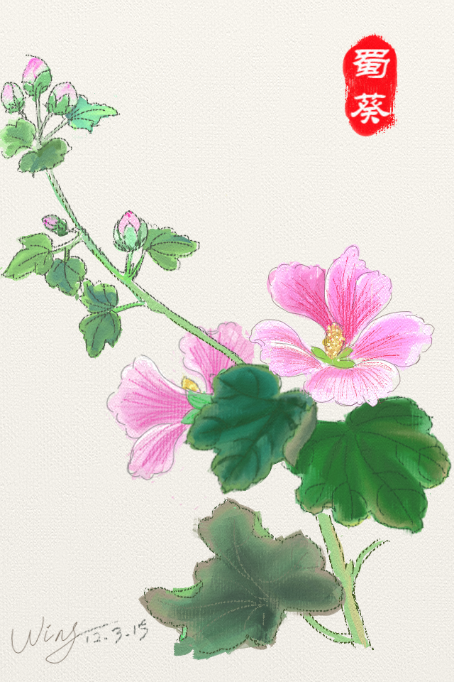 蜀葵第一次用iphone上的appartrage全程手指绘制