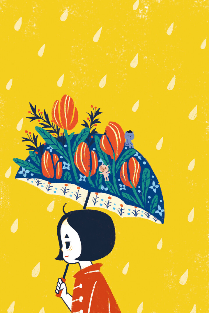 愿美丽的雨伞带给雨中路人带来好心情：）