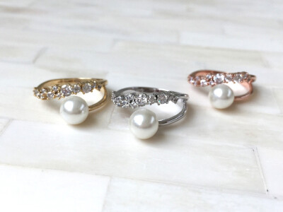 美国Hello Miss Apple戒指Pave Encrusted Pearl Ring珍珠