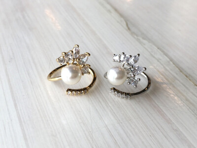 美国Hello Miss Apple戒指Pearl Nail Accent Ring