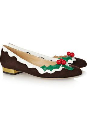 Charlotte Olympia圣诞装饰花环图案平底鞋