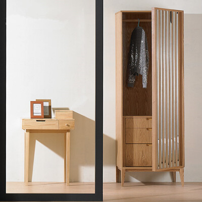 宜可宜居原创板木设计师创意小户型单门观边衣柜衣橱