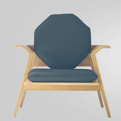 宜可宜居原创实木现代简约单人八方沙发椅特