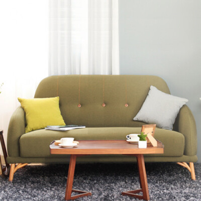 宜可宜居原创布艺实木框架现代简约小户型小俏皮双人沙发