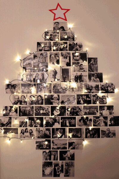 2015堆圣诞^^用相片做成的圣诞树，简单而有feel