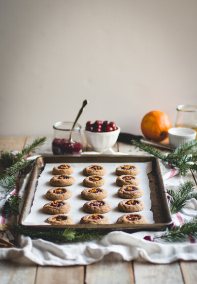 Gingerbread Thumbprints with Homemade Cranberry-Orange Jam