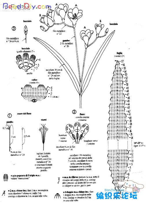 钩编仿真花图解