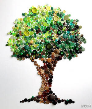 纽扣装饰画 DIY纽扣画 手工纽扣画 彩色纽扣画画