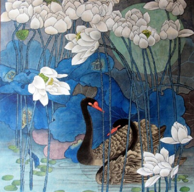 工笔花鸟画家王克印的绘画作品，画面意境深邃，着色自然鲜明，极其生动。工笔画亦称“细笔画”，属中国画技法类别，以细腻的笔法描绘景物，追求神形兼备的艺术效果。[心]