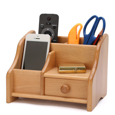 初心 榉木抽屉式收纳 遥控器收纳盒创意收纳箱 书桌整理收纳盒