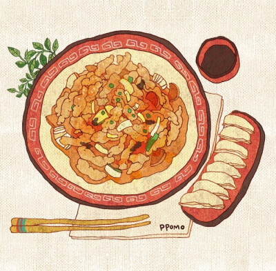 韩网 食物 手绘 插画