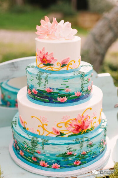 印象派大师莫奈的油画风格“精美婚礼翻糖蛋糕&amp;quot;