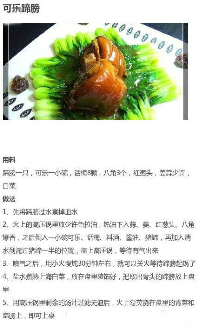 可乐蹄膀——制作美食，品味美食，我的美食小厨房！