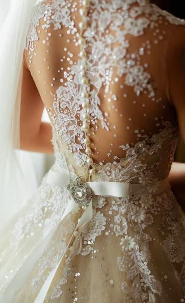 Gorgeous white lace floral wedding dress