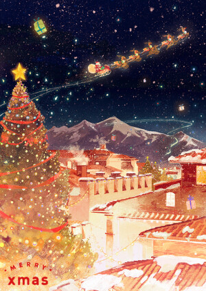 Present | げみ  动漫 插画 pixiv 风景 背景 圣诞节