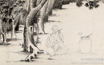 #明四家#【 明 唐寅 《临李公麟饮中八仙图》 】卷，纸本，31.9×994.5cm，辽宁省博物馆藏。此卷为唐寅临摹宋代画家李公麟的《饮中八仙图》。画中白描绘三十五位人物，以郊外山林为背景，各具神态。衣纹线条用笔柔中带…