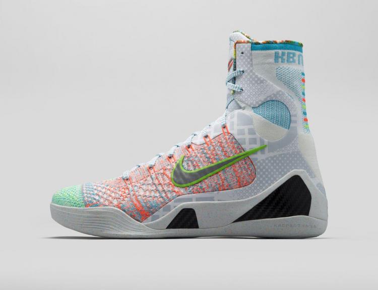 Nike What The Kobe 9 Elite 就在大家猜测近日曝出实物的淡色系Kobe 9 Elite是否为全新WTK鞋款时，Nike官方正式发布了此款配色，从而也证实了这双为What The Kobe 9 Elite的说法。虽然鞋身设计一改往日的非对称色调，但在左右脚协调的Flyknit中我们还是能看到Hyperfuse部分的不同元素，而鞋舌内的标签大集结更是凸显了What The Kobe的主题。