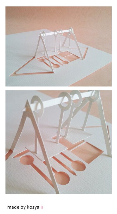 kosya | 纸艺 | 这是帮 叹为观纸 工作室 设计的一款卡片， 加入了让对方动手制作的环节， 这是成品图