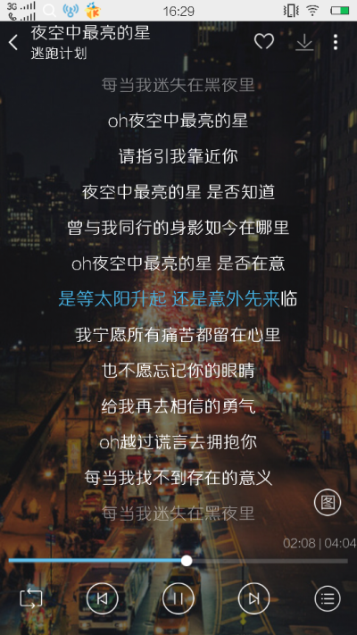 推荐歌曲:逃跑计划《夜空中最亮的星》 曾与我同行，消失在风里的身影。