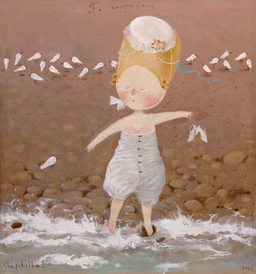 来自乌克兰插画家。Eugene Gapchinska的一组手绘儿童插画，她创作了许许多多粉红色皮肤的可爱小孩，一同分享给大家。