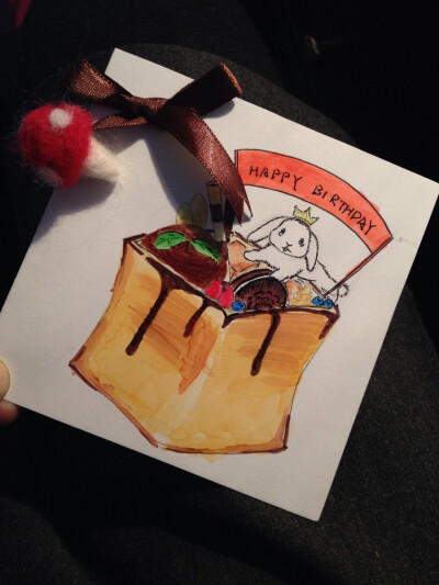 rae-秋 送朋友的生日贺卡 手绘 兔子 diy