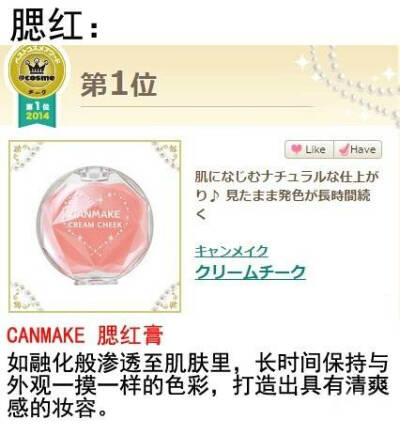 2014cosme日本评比出最权威美妆品排行榜