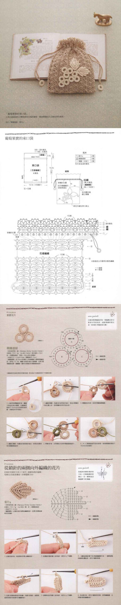 【蕾丝钩编の葡萄果实的束口袋】- #图解#