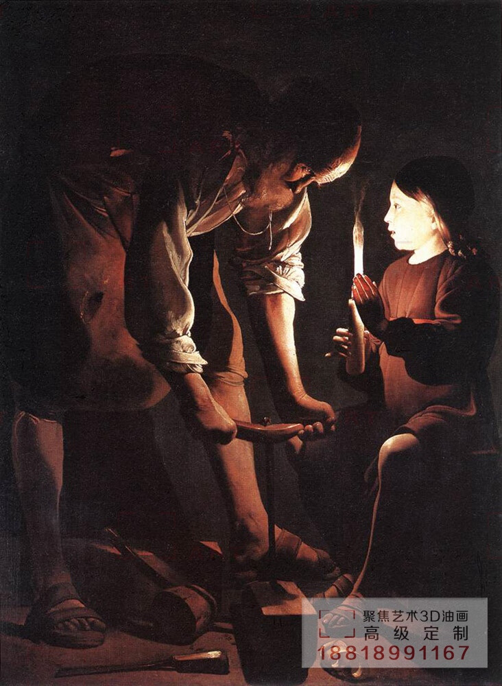 法·Georges de La Tour 乔治·德·拉图尔，美术史上一位擅长描绘光线与阴影的大师。在他逝世后，曾被世界遗忘长达三个世纪之久，现在则公认为可与普桑齐名。他的作品构图严谨，以极端写实手法描绘光与影的变化，画风受到卡拉瓦乔的影响，但却又能有其个人的独特风格。