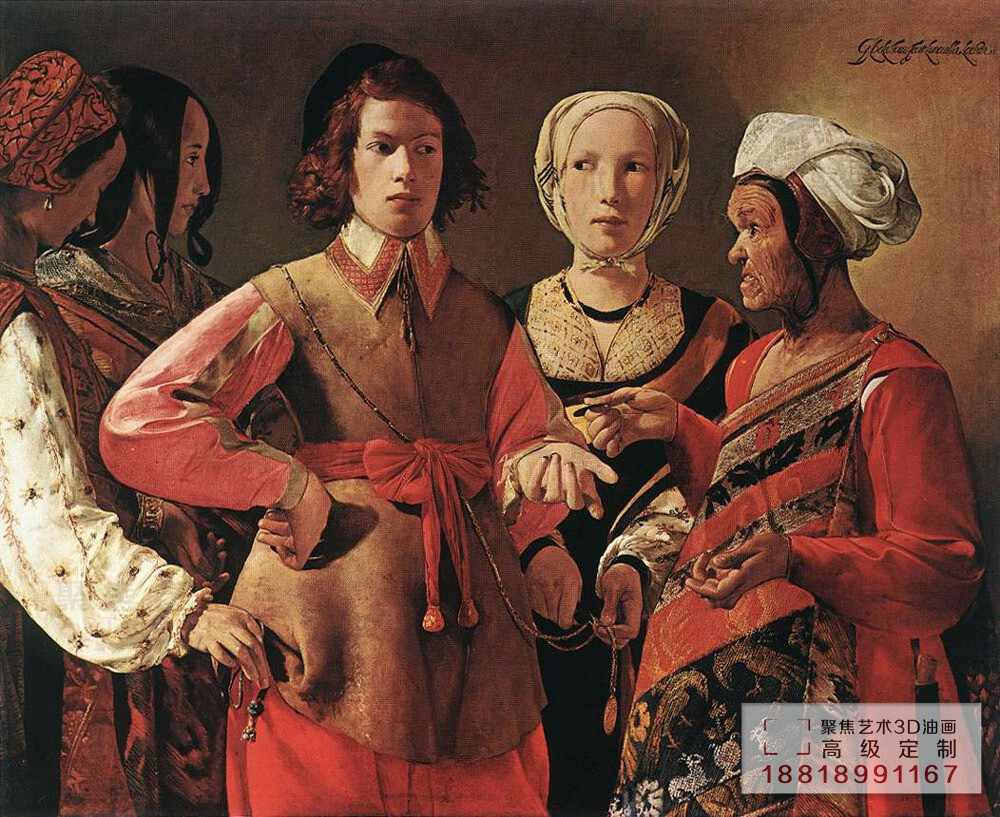 法·Georges de La Tour 乔治·德·拉图尔，美术史上一位擅长描绘光线与阴影的大师。在他逝世后，曾被世界遗忘长达三个世纪之久，现在则公认为可与普桑齐名。他的作品构图严谨，以极端写实手法描绘光与影的变化，画风受到卡拉瓦乔的影响，但却又能有其个人的独特风格。