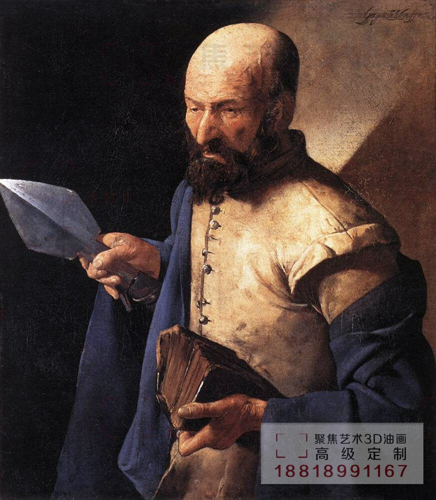 法·Georges de La Tour 乔治·德·拉图尔，美术史上一位擅长描绘光线与阴影的大师。在他逝世后，曾被世界遗忘长达三个世纪之久，现在则公认为可与普桑齐名。他的作品构图严谨，以极端写实手法描绘光与影的变化，画风受到卡拉瓦乔的影响，但却又能有其个人的独特风格。