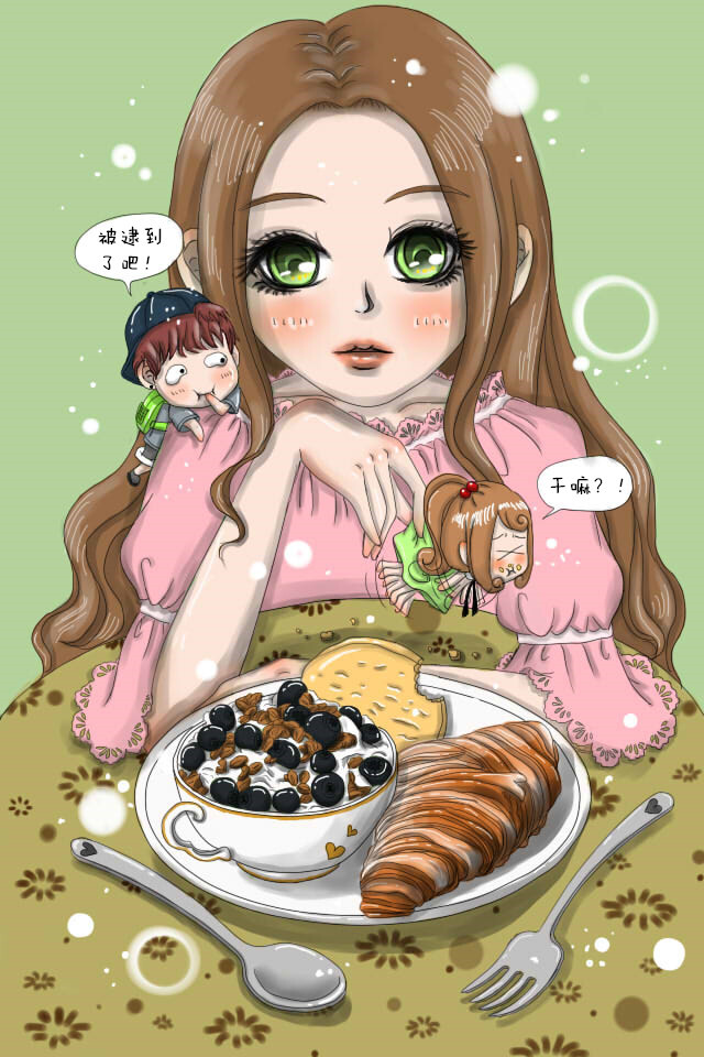 牛奶燕麦粥+牛角面包+粗粮饼干=美味早餐 “做个幸福的小胖墩儿……”@Demi