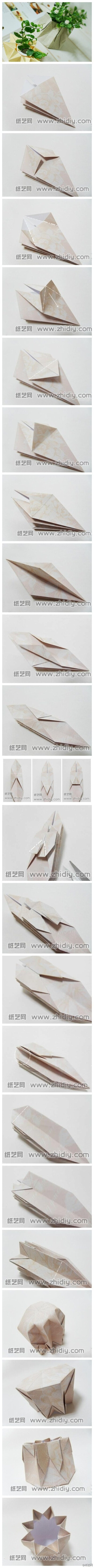 【折纸教程】折纸花瓶